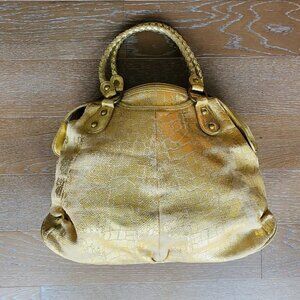 Gold Woven Brushed Croc Tote